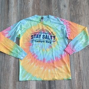 NEW Stay Salty Tampa Bay Colorful Tie-Dye Long Sleeve Tee Shirt size M